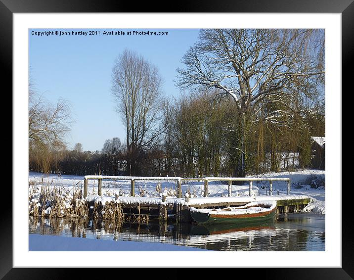  Snow on the Jetty River Wensum Norfolk Framed Mounted Print by john hartley