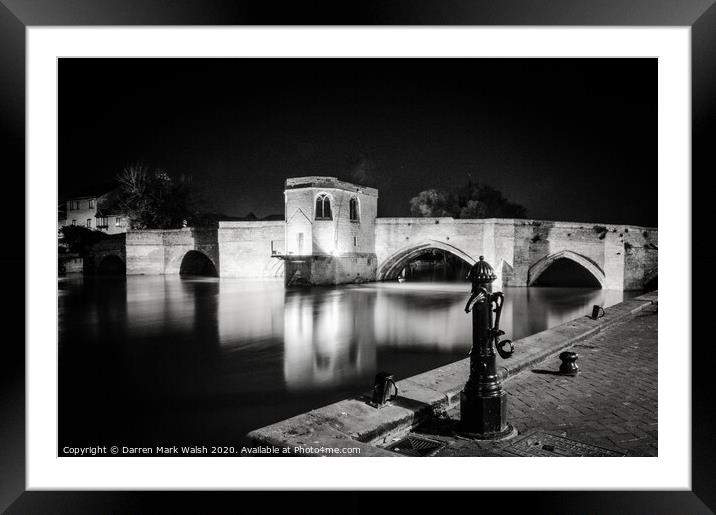 St Ives Bridge (Black & White) Framed Mounted Print by Darren Mark Walsh
