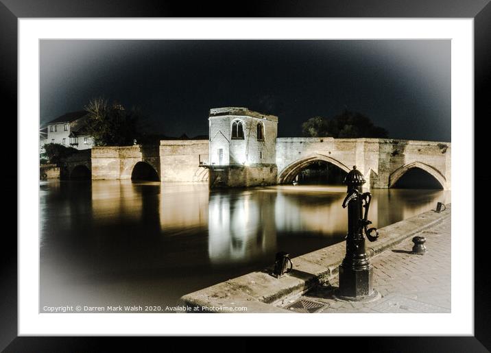 St Ives Bridge (Vignette) Framed Mounted Print by Darren Mark Walsh