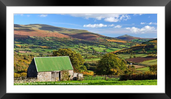 Sugar Loaf, Pen Cerrig Calch and Table Mountain. Framed Mounted Print by Philip Veale