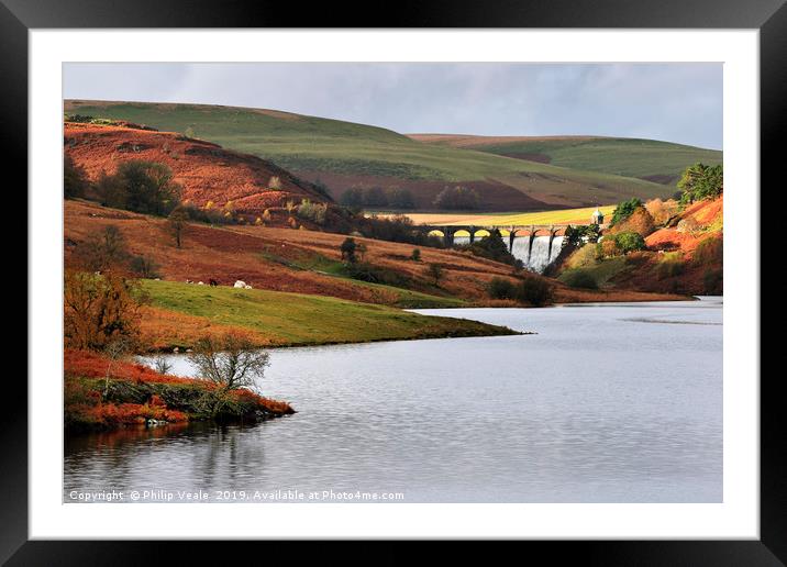 Pen y Garreg Reservoir and Craig Goch Dam. Framed Mounted Print by Philip Veale