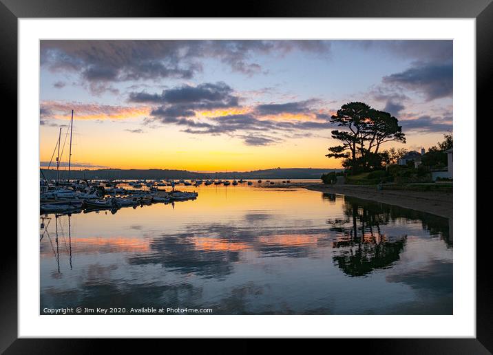 Sunrise Mylor Yacht Harbour Cornwall Framed Mounted Print by Jim Key