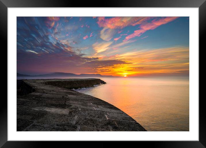 The Cobb, Lyme Regis, at dawn Framed Mounted Print by Andrew Sharpe