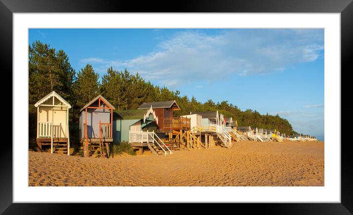 Beach-huts on Wells-next-the-Sea beach Framed Mounted Print by Andrew Sharpe