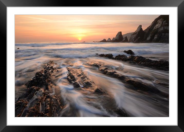 Foaming Surf at Westcombe Beach Framed Mounted Print by David Neighbour
