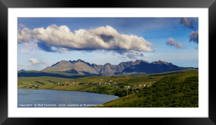 Panoramic view of the Black Cuillin Ridge. Framed Mounted Print by Phill Thornton
