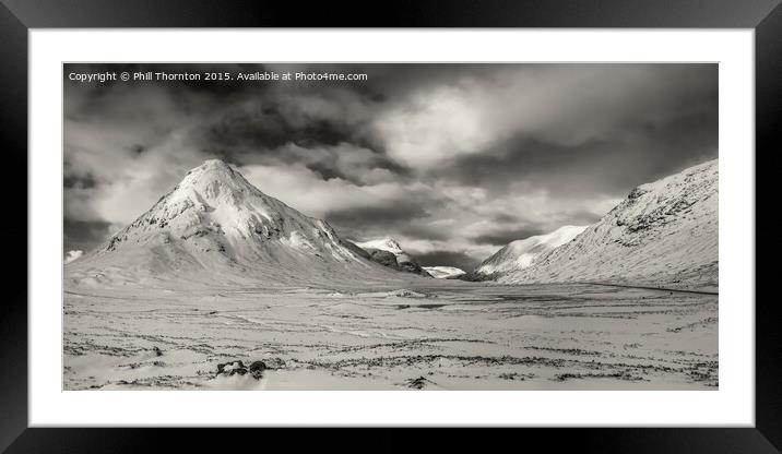 Panoramic view of Buachaille Etive Beag, Glencoe.  Framed Mounted Print by Phill Thornton