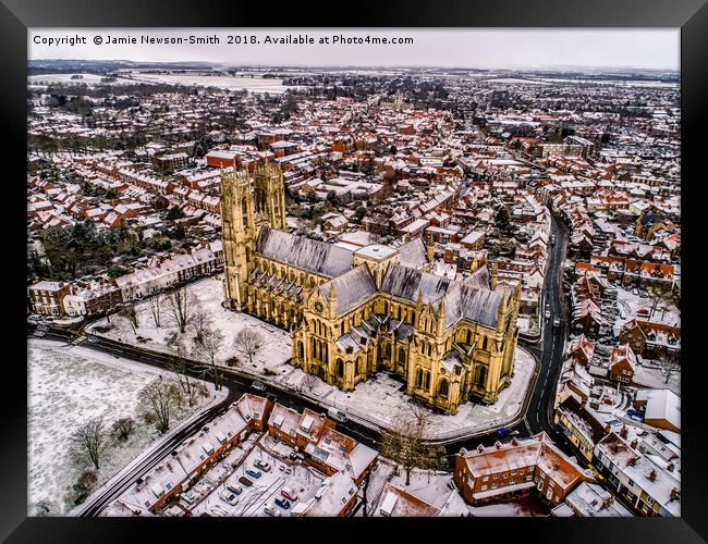 Beverley Minster in the Snow Framed Print by Jamie Newson-Smith