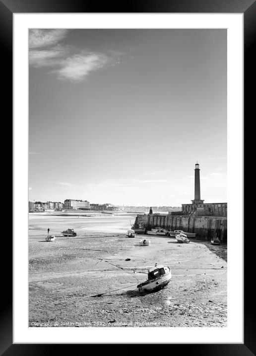 The beach and Harbour Arm at Margate, Kent Framed Mounted Print by Justin Foulkes