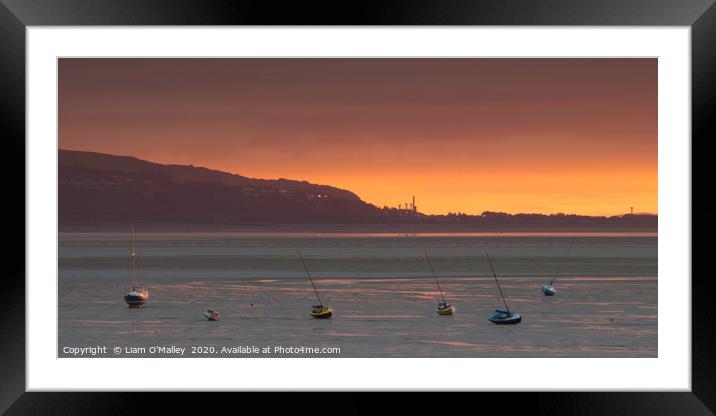 Sunset Yachts on West Kirby Shore Framed Mounted Print by Liam Neon