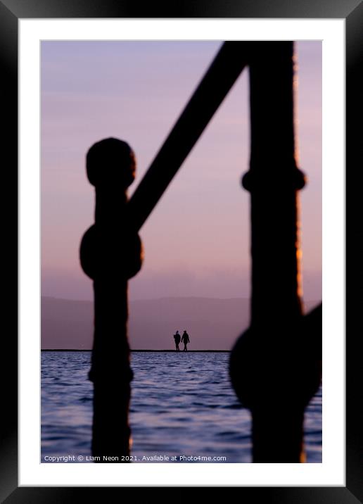 West Kirby Marine Lake Silhouettes Framed Mounted Print by Liam Neon