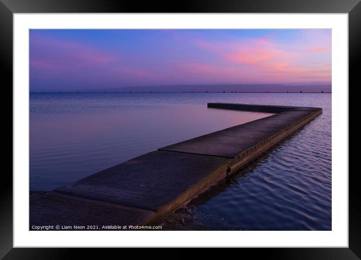 Marine Lake Sunset Framed Mounted Print by Liam Neon