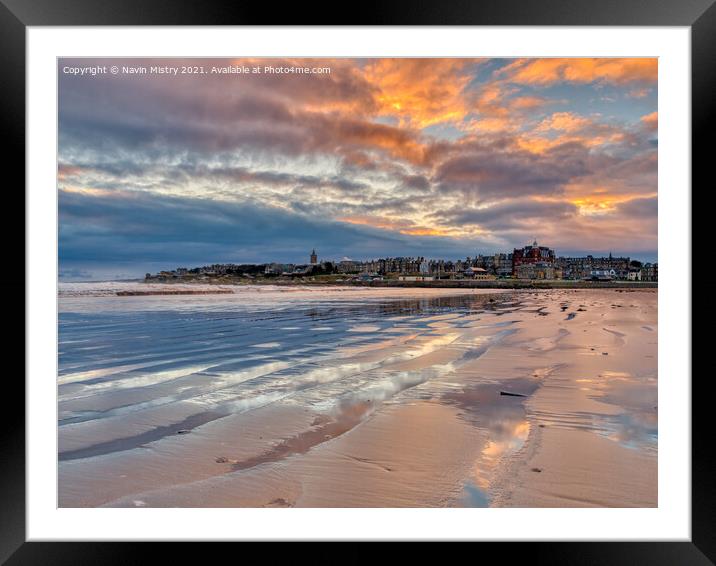 Sunrise at West Sands Beach St. Andrews Framed Mounted Print by Navin Mistry