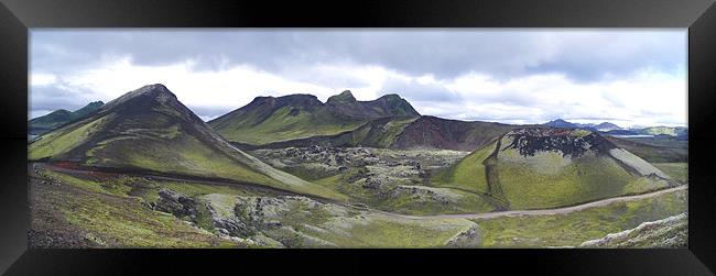 Iceland - Green hills and Volcanic remains - Iceland  Framed Print by David Turnbull