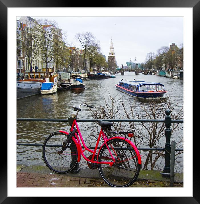 Amsterdam - red bike  Framed Mounted Print by David Turnbull