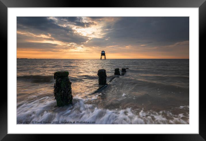 Dovercourt Lighthouse at Sunrise Framed Mounted Print by David Powley