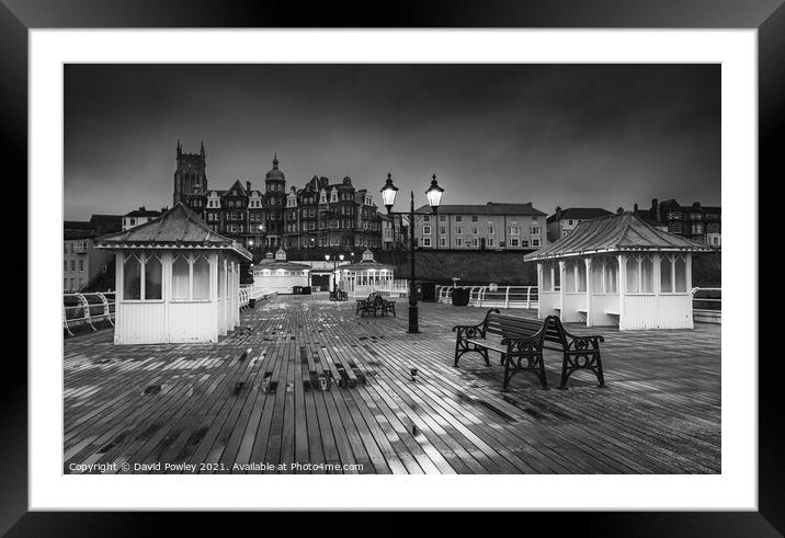 Cromer Pier Reflections Monochrome Framed Mounted Print by David Powley