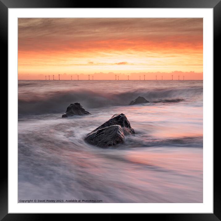 Vibrant Sunrise at Caister Beach Framed Mounted Print by David Powley