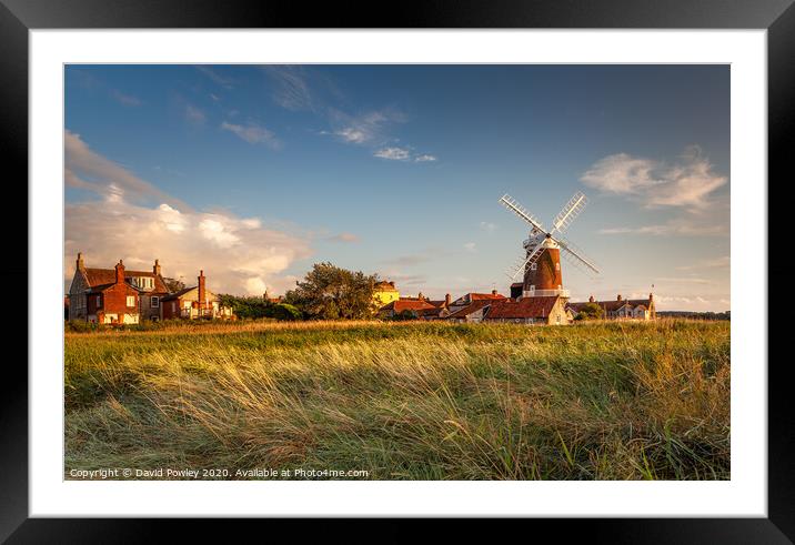 Evening light over Cley Mill Framed Mounted Print by David Powley