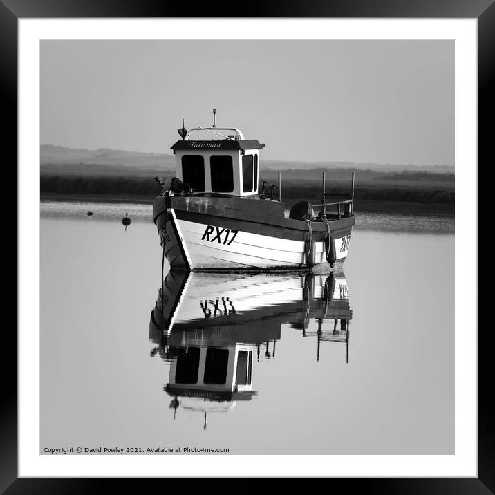 Fishing Boat at Brancaster Staithe Norfolk Mono Framed Mounted Print by David Powley