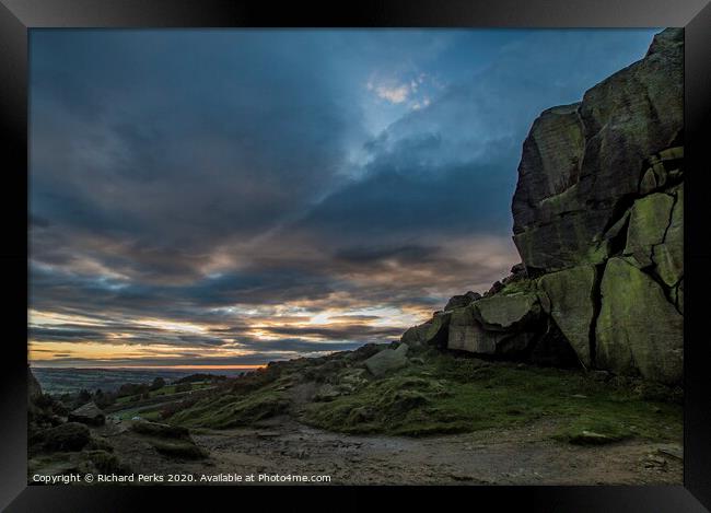 daybreak in the cow and calf Framed Print by Richard Perks