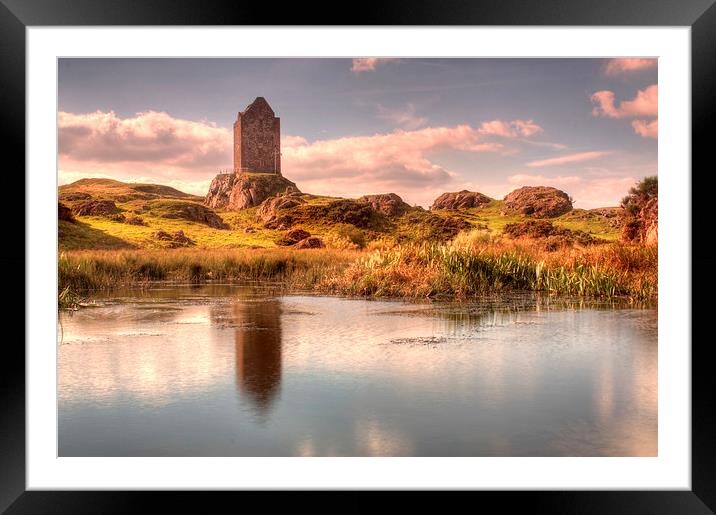 Smailholm Tower and Pond Framed Mounted Print by Gavin Liddle