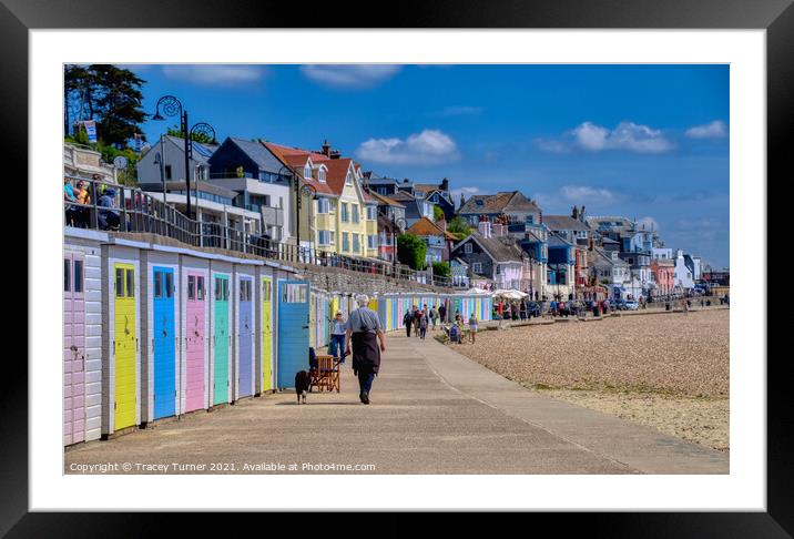 Lyme Regis Beach Huts Framed Mounted Print by Tracey Turner