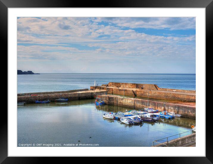 Cullen Harbour Morayshire Scotland Calm Skies  Framed Mounted Print by OBT imaging