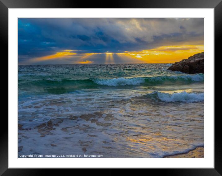 Achmelvich Beach Assynt Sunset West Highland Scotland   Framed Mounted Print by OBT imaging