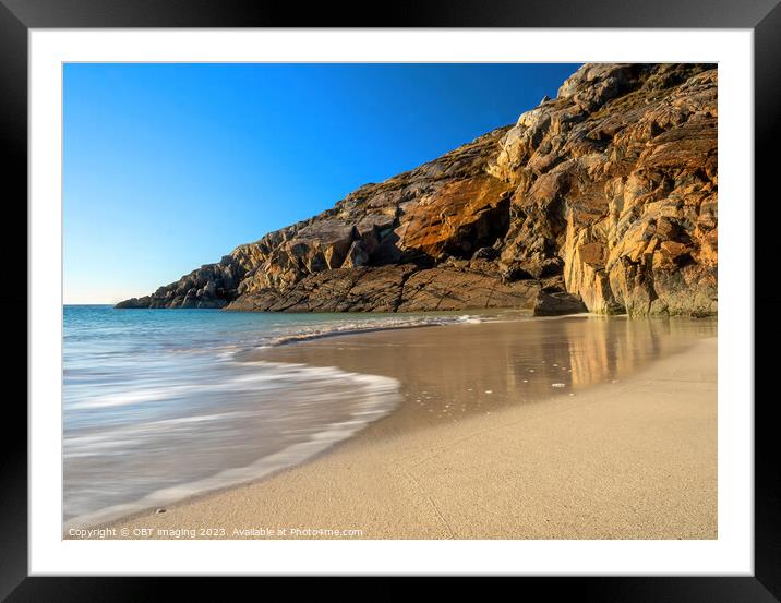 Achmelvich Beach Assynt Scottish West Coast Late Low Sun Glow Framed Mounted Print by OBT imaging
