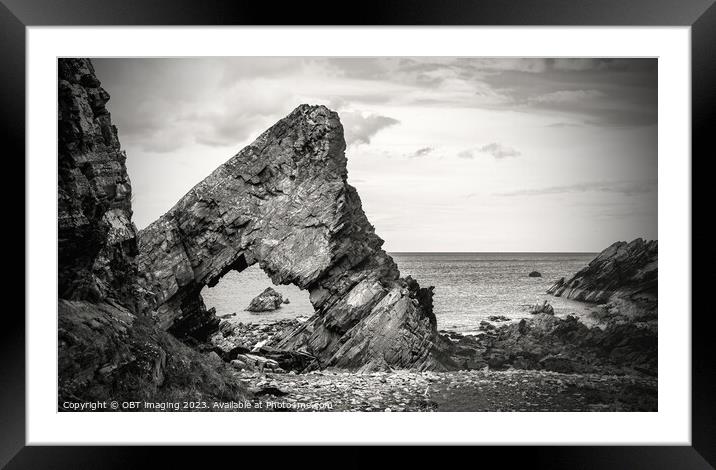 Needles Eye Rock Arch Tarlair MacDuff Aberdeenshire  Framed Mounted Print by OBT imaging