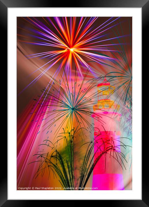 Smeaton's Tower Abstract Fireworks No.5 Framed Mounted Print by Paul Stapleton