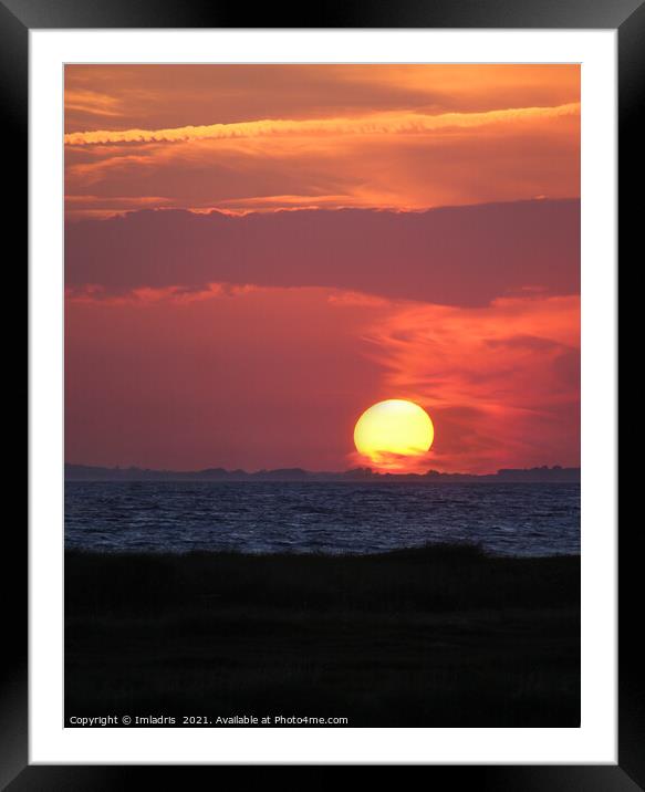 Fiery Red Sunset, Bagenkop, Denmark Framed Mounted Print by Imladris 