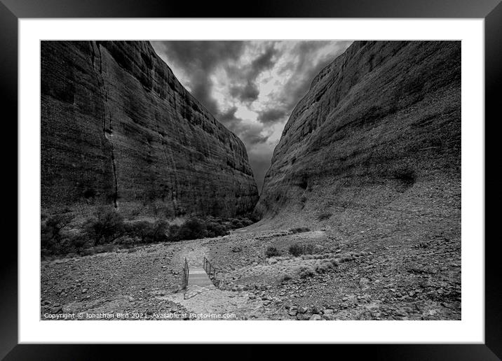 The Olgas, Within the canyon  Framed Mounted Print by Jonathan Bird