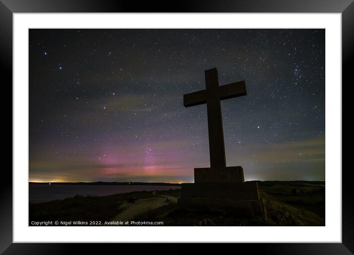 The Northern Lights in North Wales Framed Mounted Print by Nigel Wilkins