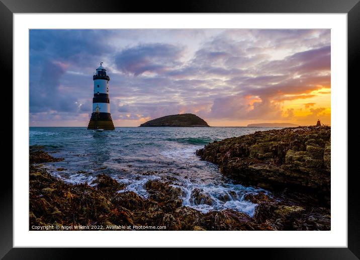Penmon Lighthouse Sunrise, Anglesey Framed Mounted Print by Nigel Wilkins