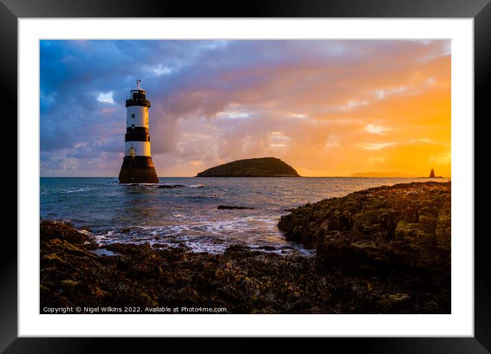 Sunrise at Penmon Lighthouse Framed Mounted Print by Nigel Wilkins