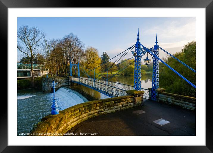 Mill Suspension Bridge, Leamington Spa Framed Mounted Print by Nigel Wilkins