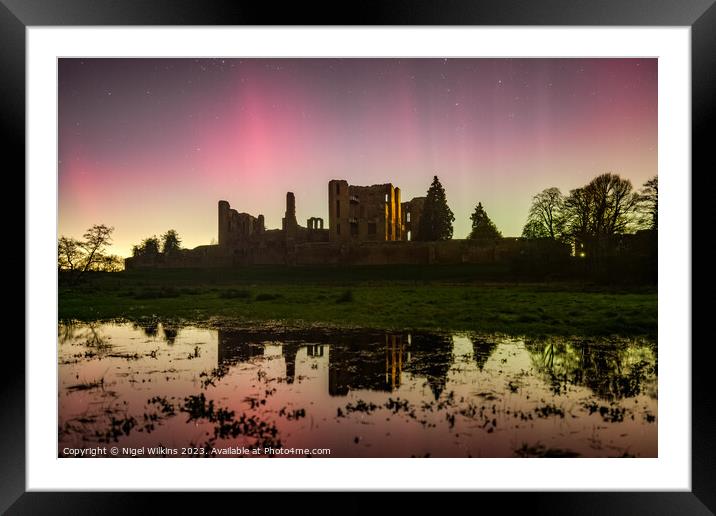 Kenilworth Castle Aurora Borealis (Northern Lights) Framed Mounted Print by Nigel Wilkins