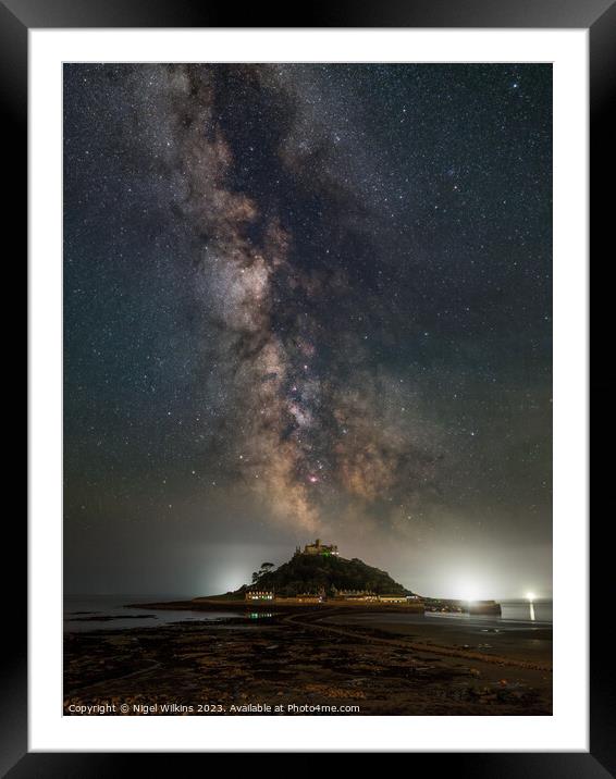 St Michael's Mount Milky Way Framed Mounted Print by Nigel Wilkins
