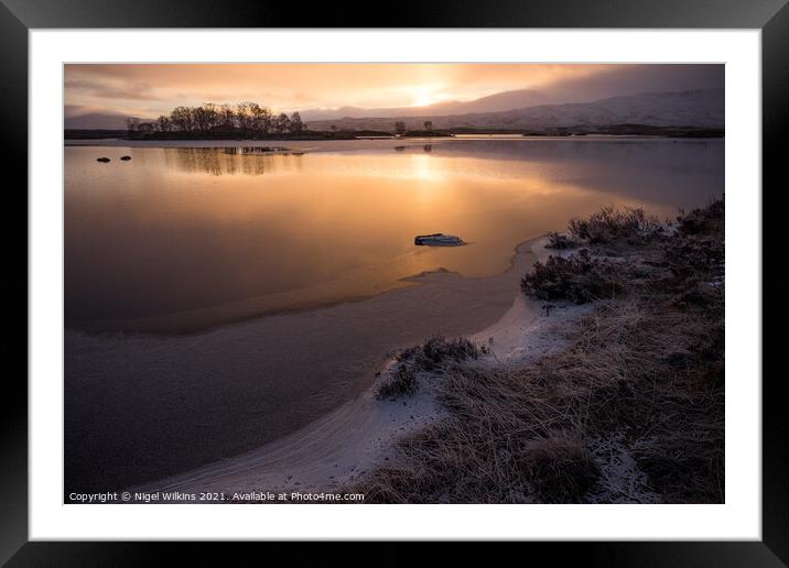 Sunrise at Loch Ba Framed Mounted Print by Nigel Wilkins