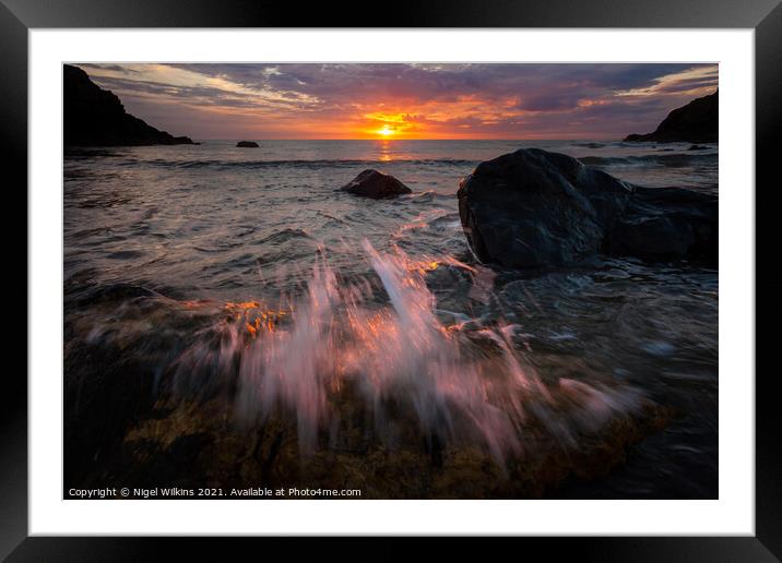Cable Bay sunset, Anglesey Framed Mounted Print by Nigel Wilkins