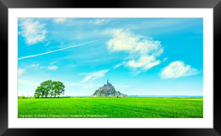 Mont Saint Michel trees and clouds. Normandy Framed Mounted Print by Stefano Orazzini