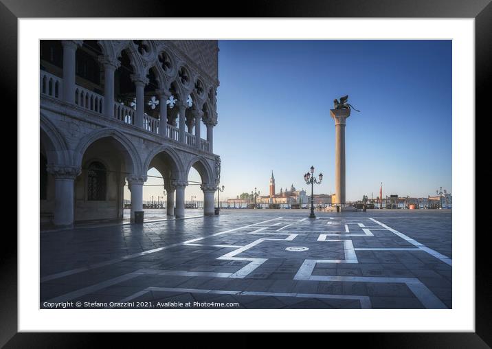 Piazza San Marco at Dawn. Venice Framed Mounted Print by Stefano Orazzini