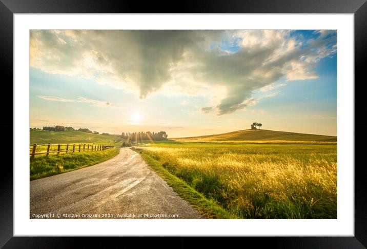 Countryside Road in Alta Maremma, Tuscany Framed Mounted Print by Stefano Orazzini