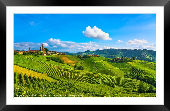 Langhe vineyards panorama, Serralunga d'Alba Framed Mounted Print by Stefano Orazzini