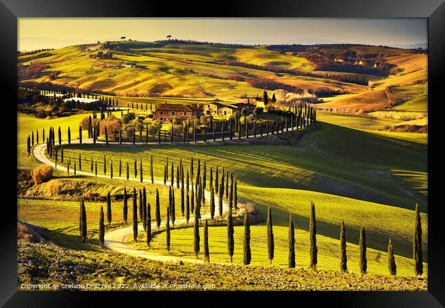 Golden Sunset over Tuscany's Rolling Hills Framed Print by Stefano Orazzini