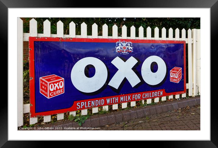 OxO Cube Sign  Splendid with Milk for Children  An Enamel Advertising Sign Framed Mounted Print by John Gilham