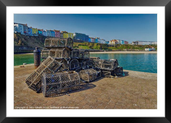 Lobster Pots - Tenby SouthWest Wales Framed Mounted Print by John Gilham
