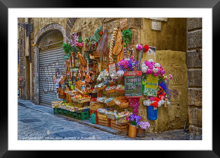 Shopfront in Florence Italy  Framed Mounted Print by John Gilham
